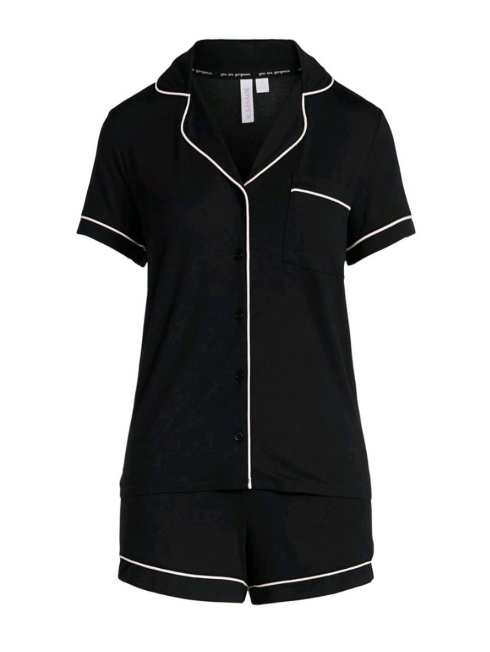 Joyspun Womens Notch Collar Shorty Pajama Set 2 Piece Black 3X 22W 24W NWT